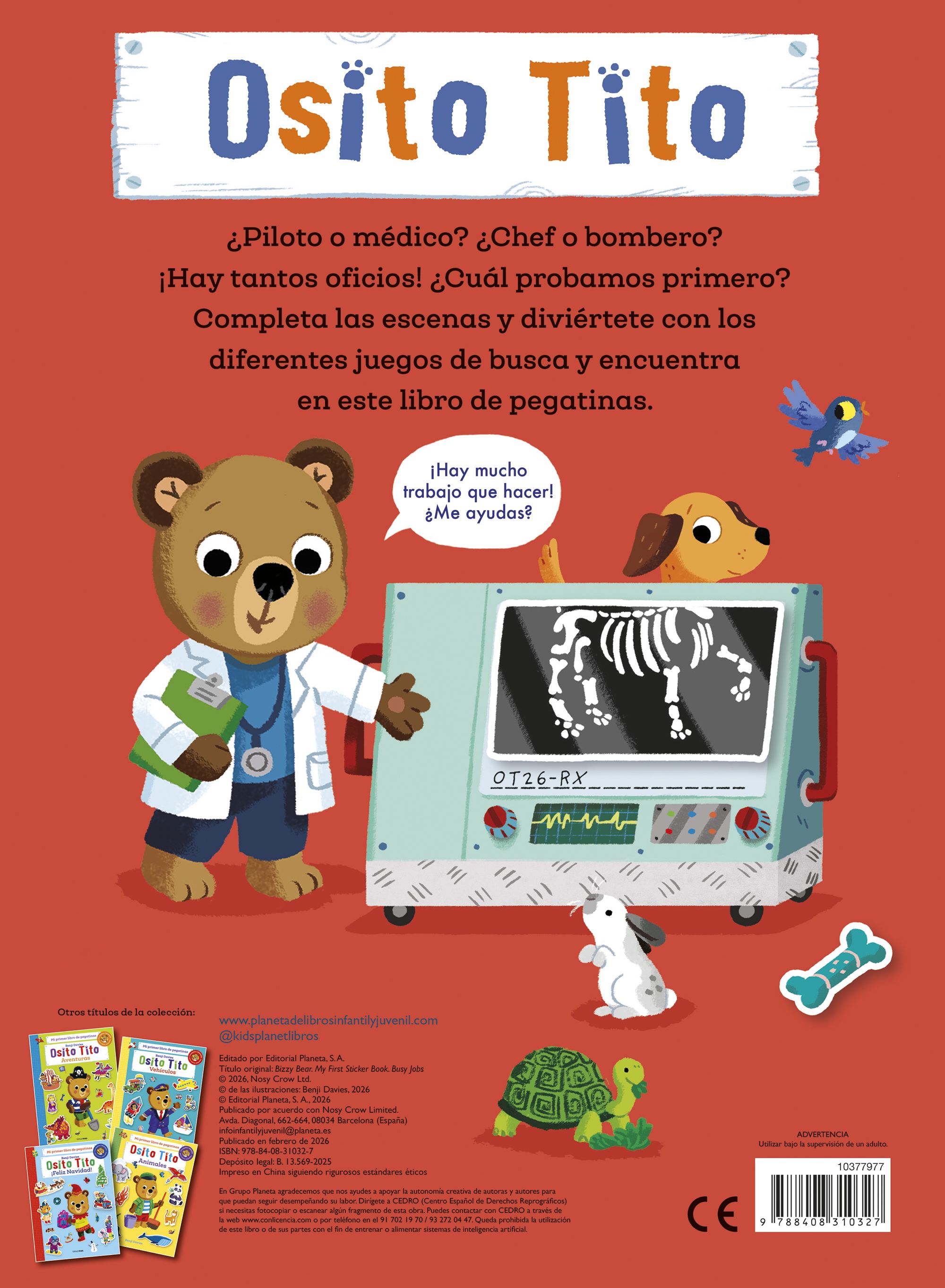 Osito Tito. Mi Primer Libro de Pegatinas. Oficios-1